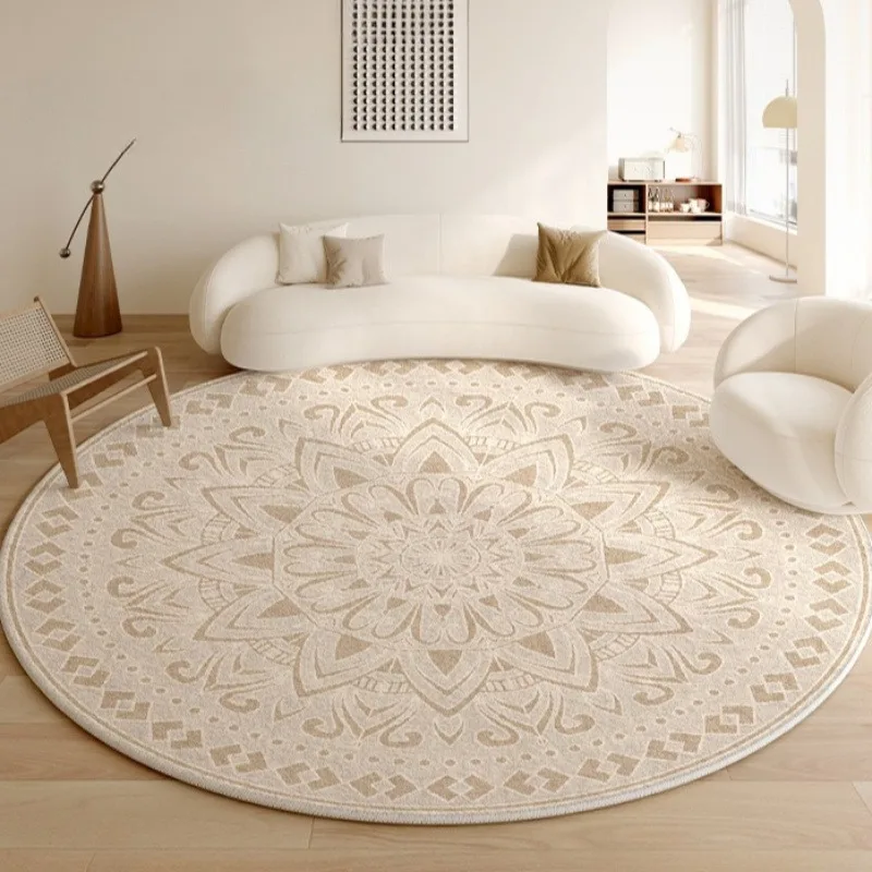 

Retro Circular Entrance Carpet Door Mat Household Bathroom Shower Bedroom Rug Water Absorb Fluffy Floor Mats Vintage Carpet