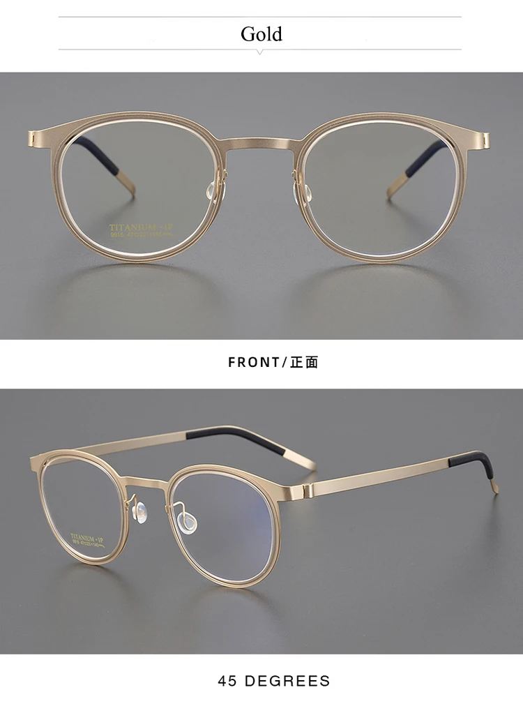 Bclear ultraleichte reine Titan Retro Männer Frauen Brille Rahmen Brillen runde Brillen Myopie verschreibung pflicht ige Brille Mode – Detail 10