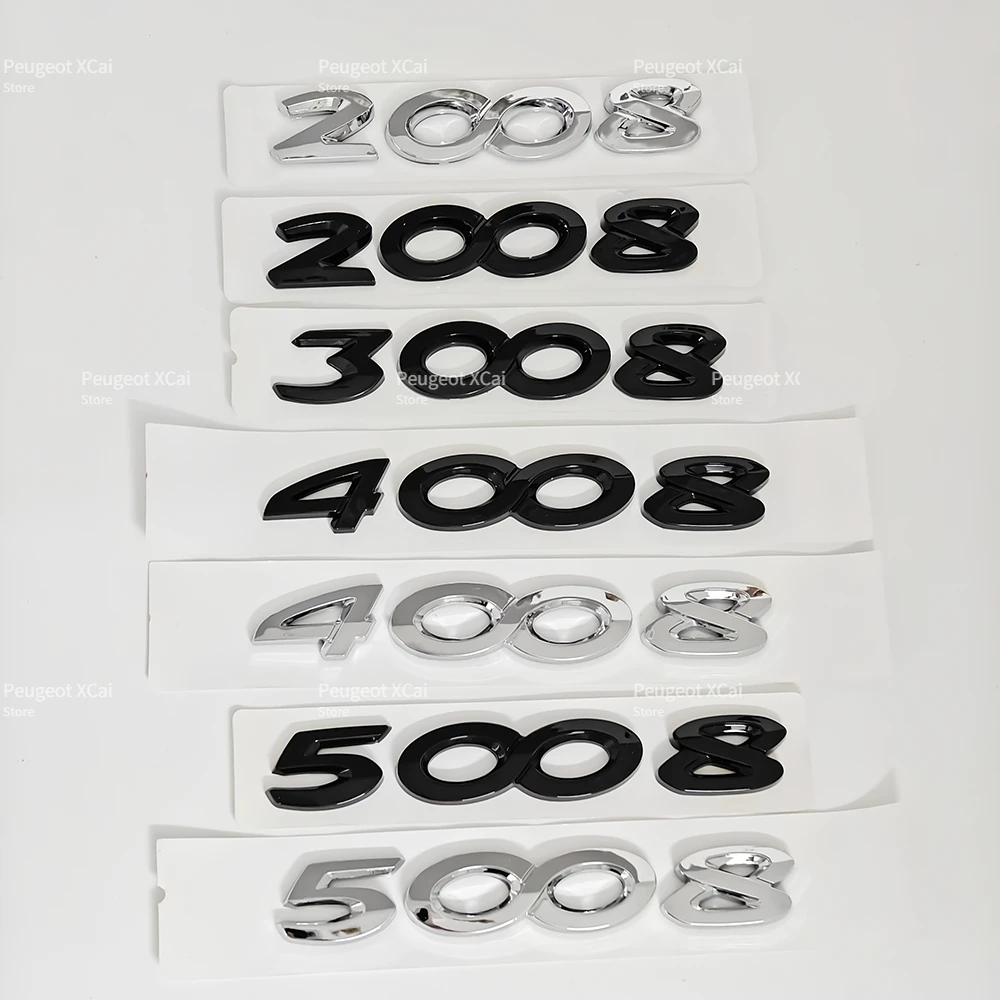 3D ABS Rear Trunk Emblem Badge number Sticker for Peugeot 2008 3008 4008 5008 car accessories