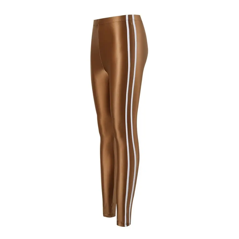Glossy High Waist Yoga Pants Men's plus Size Slim Fit Nine Points Smooth Thin Elastic Tight Base Layer Pants Casual Wear