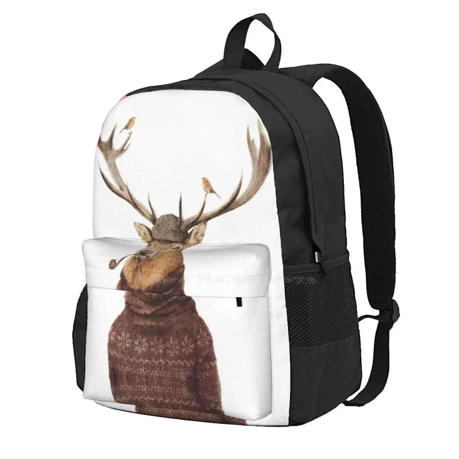 Wild Thinking Hot Sale Schoolbag Backpack Fashion Bags Wild Animals Retro Old Jungle Forest Nature Deers Wildlife Vintage