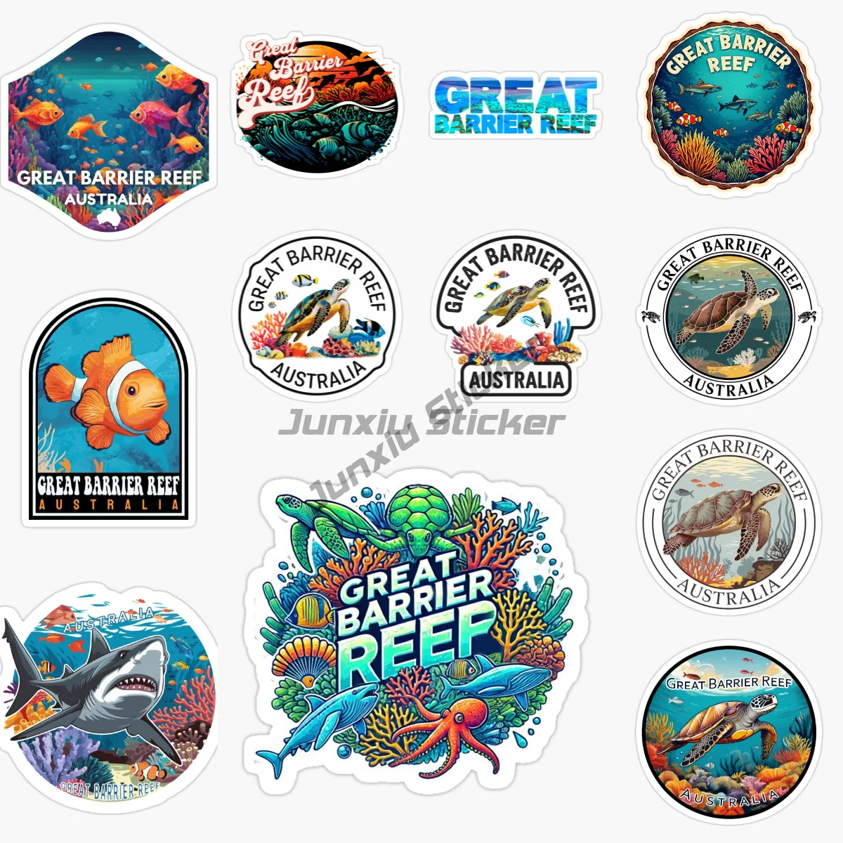 

The Great Barrier Reef Coral Reef Group Diving Transparent and Clear Seawater Car Stickers Vinyl Self-adhesive Stickers
