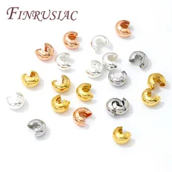 50-100Pcs/Lot Crimps Covers,18K Gold Plated Crimp Bead Covers,DIY Accessories,Jewelry Making,Round Covers Crimp End Beads