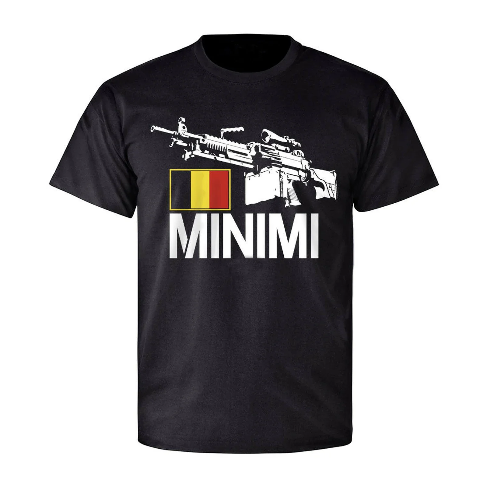 Belgium FN 5.56mm Light Machine Gun Weapon Fans T-Shirt 100% Cotton O-Neck Summer Short Sleeve Casual Mens T-shirt Size S-3XL