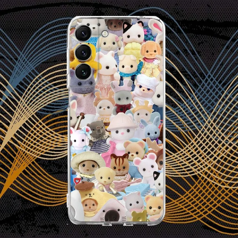 Cute Sylvanian Families Phone Case Silicone For Samsung S30,S23,21,22,20 Ultra,S20 FE lite,S10,9,PIus Note20ultra Cover Clear