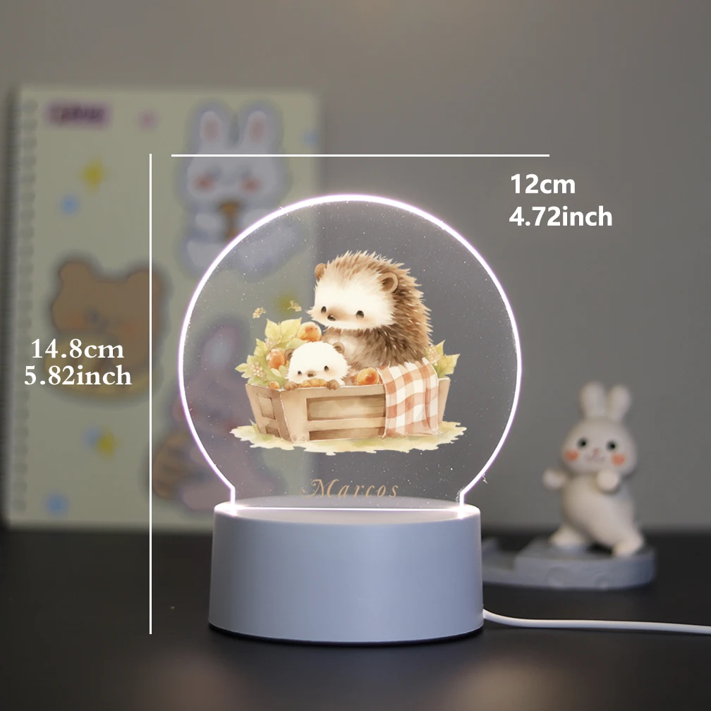 Warm Home Custom Lamp Plaque hedgehog 3D Visual Design for Home Multi functional gifts for friends and girlfriends