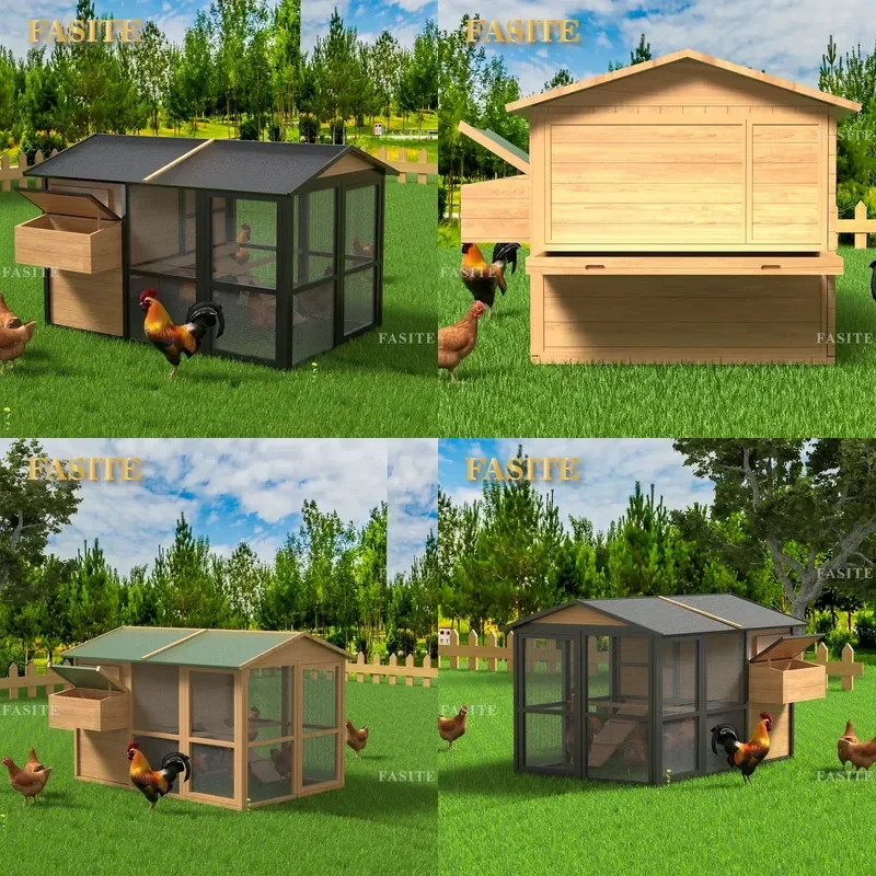 For Large Outdoor Wooden Waterproof Chicken Coop Prefabricated Portable Poultry House Farm Garden Shed Durable Easy Assembly