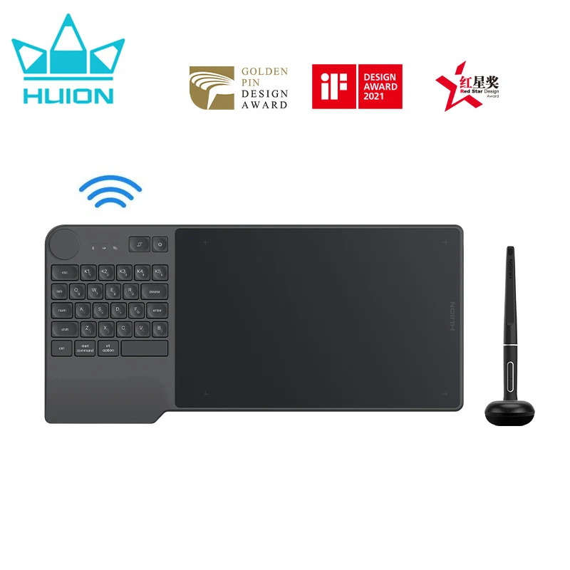 Huion KD200 Inspiroy Keydial Wireless Graphics Tablet Drawing Tablet Bluetooth 5.0 Connection 23 Press Key Keyboard 8192 Levels