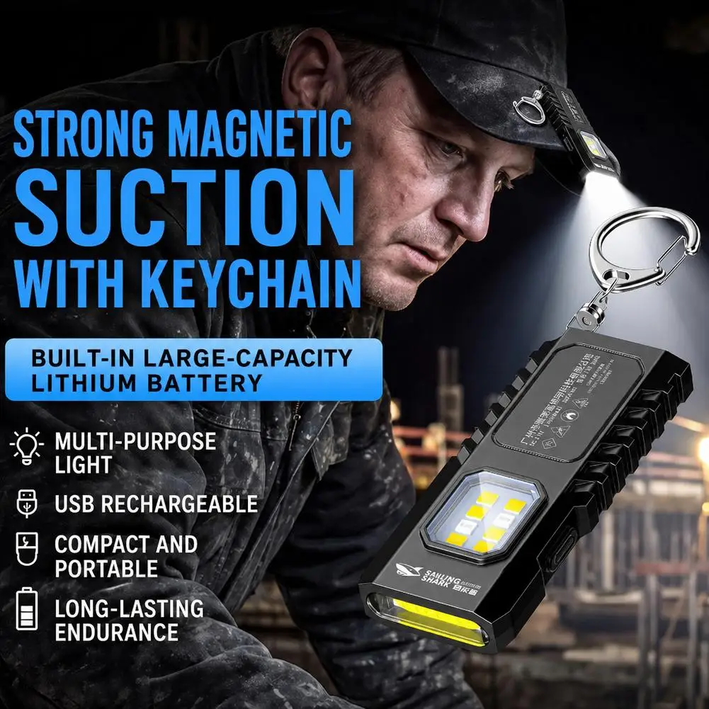 Portable Waist Hanging Keychain Mini Flashlight Multifunctional Warning Flash Self-Defense Keychain Super Large Bright Outdoor