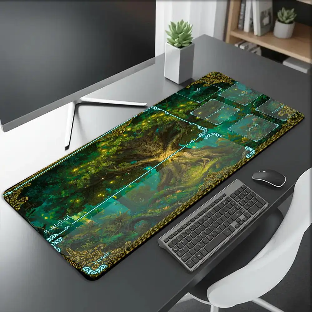 Premium Magic Playmat, Tree of Life Design, Rubber Anti-Slip Edge Locking Gaming Mat for Trading Card Game TCG PC Accessories