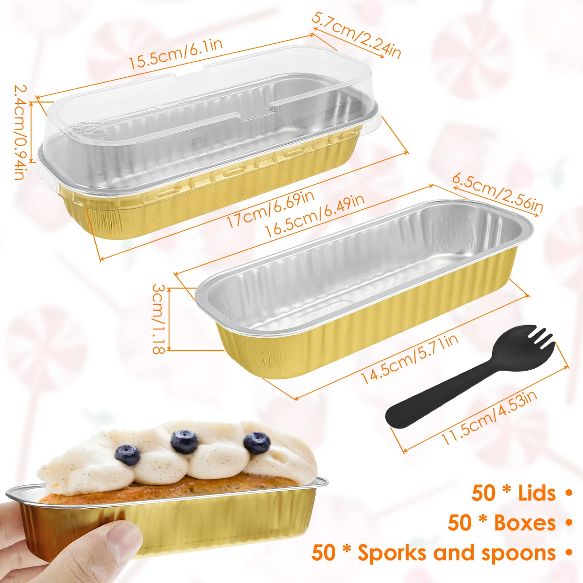 50 Pcs Aluminum Foil Mini Loaf Pans with Lids 6.8 oz Rectangle Baking Cups Mini Loaf Baking Pans Disposable Mini Cake Pans