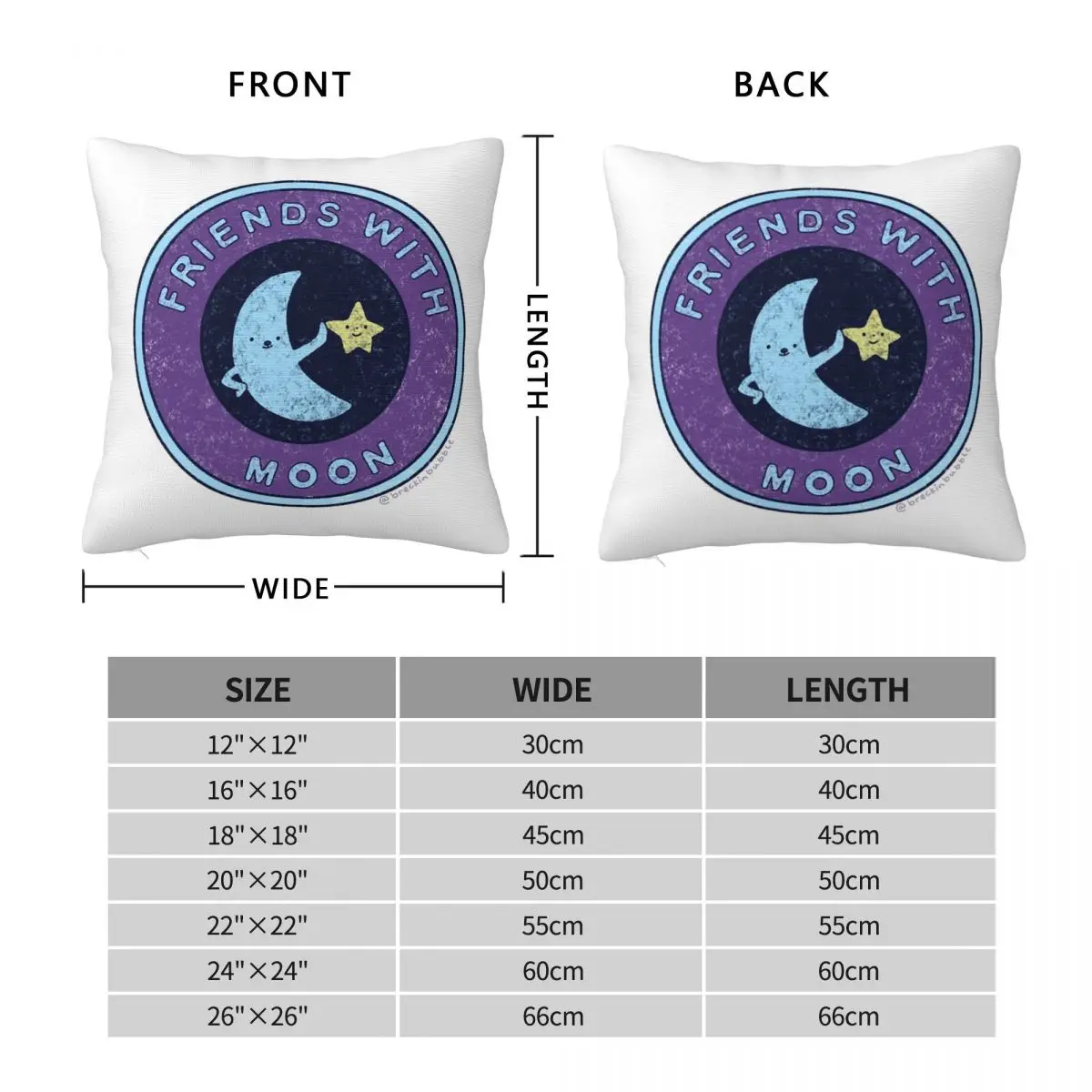 Friends With Moon Badge Square Pillowcase Pillow Cover Polyester Cushion Decor Comfort Throw Pillow for Home Car