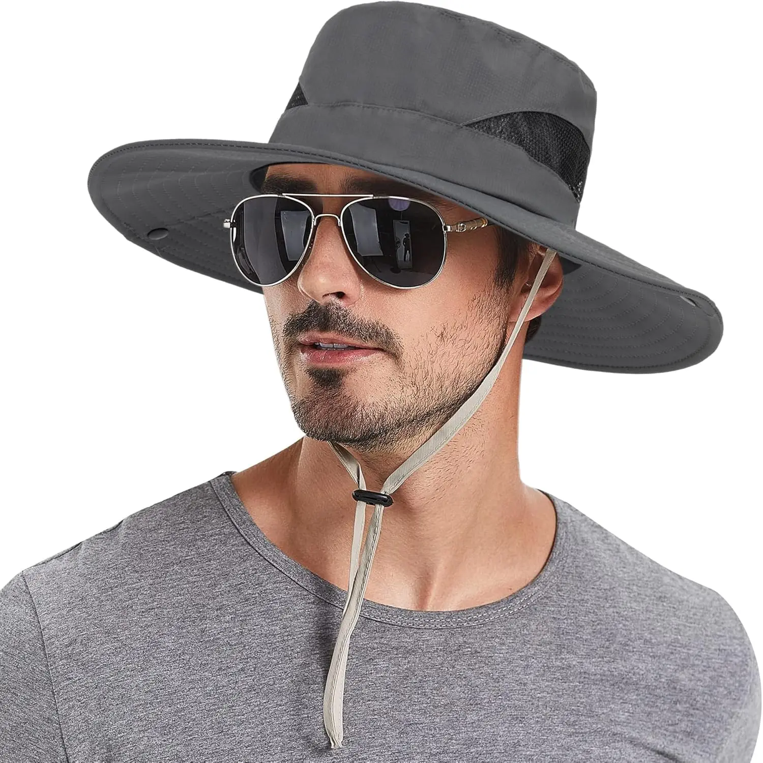 

Summer Sun Hat for Men & Women, Wide Brim Beach Hat with Mesh, Packable Outdoor Protection Cap