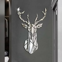 Deer Head 3D Mirror Wall Sticker Home Decoration Acrylic Mirror Sticker Mural Removable Art Decal Nordic Living Room Decors
