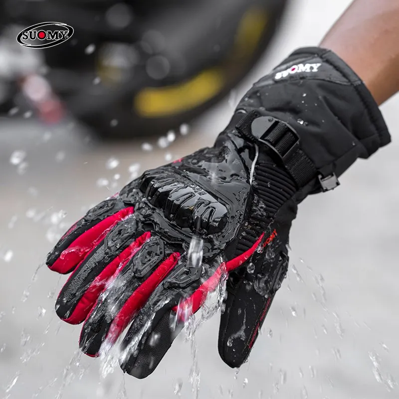 SUOMY Moto รีไซเคิลถุงมือ100% กันน้ำ Windproof ฤดูหนาว Warm Guantes Moto Luvas หน้าจอสัมผัส Moto Siklet Eldiveni ป้องกัน