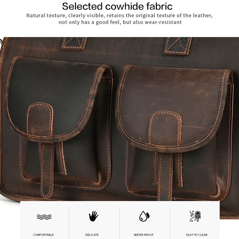 حقيبة كتف جلدية عالية الجودة حقيبة كروسبودي الأعمال السفر رسول الرجال حقيبة يد كبيرة خمر الجانب ساعي