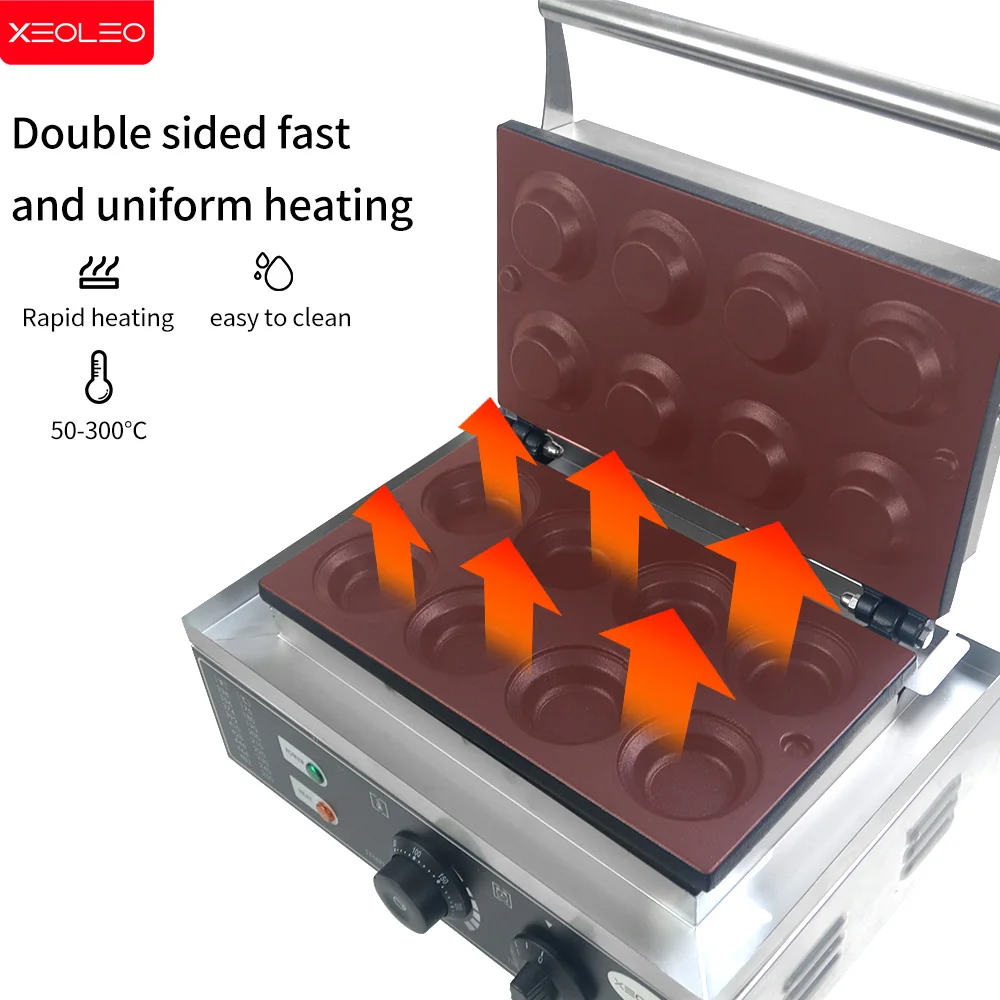 XEOLEO 전기 에그 타르트 메이커 기계, 에그 타르트 스킨 만들기 기계, 컵케이크 와플 메이커, 들러붙지 않는 코팅, 1550W, 8 개