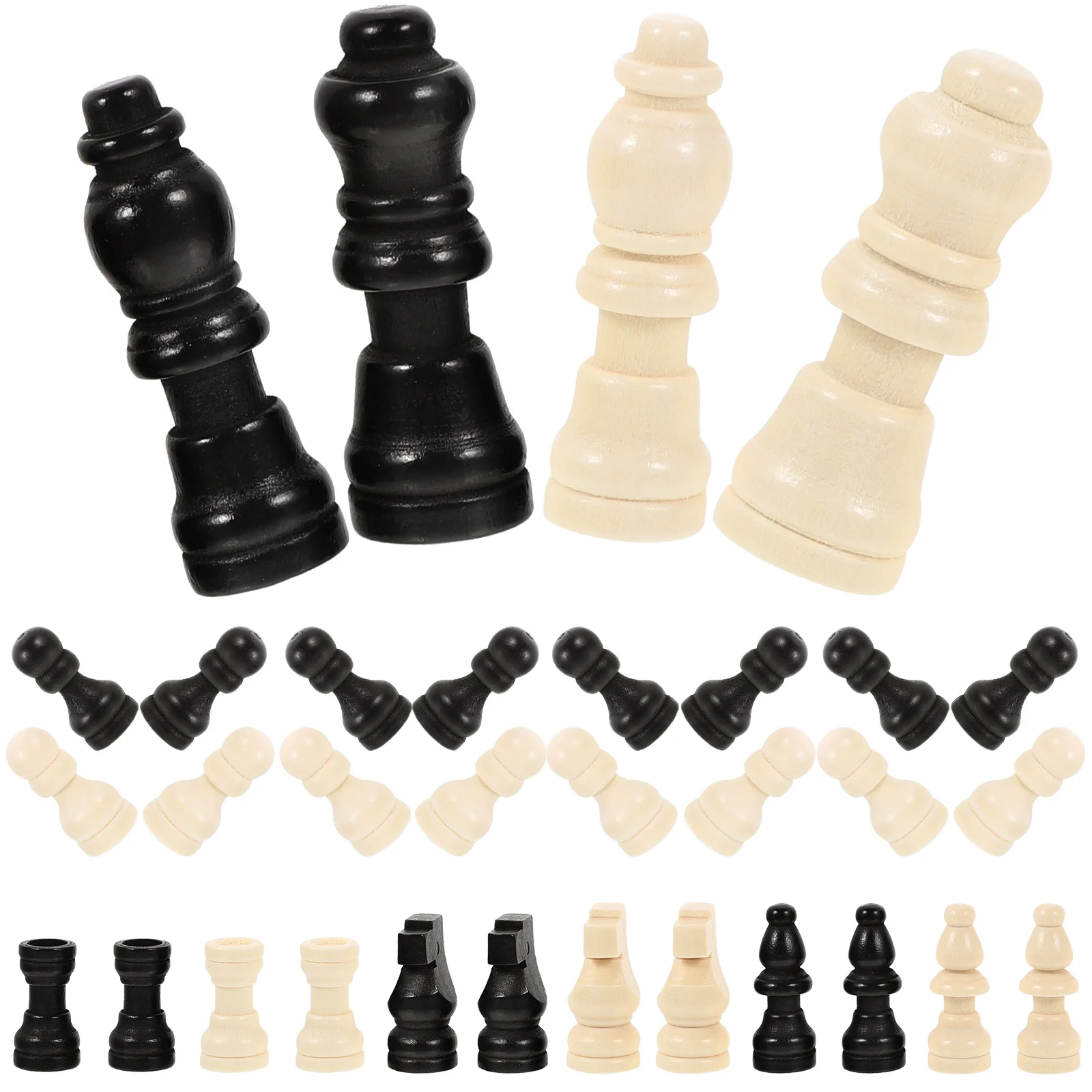 

Wooden Chess 2 Sets International Standard Mini Travel Checkerboard Chess Pieces Only Game Accessories Replacement Parts