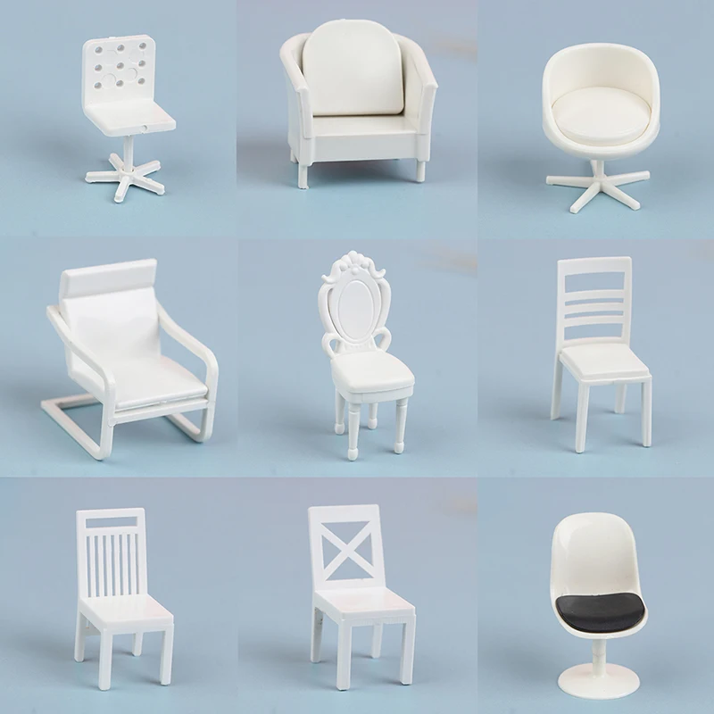 Muebles en miniatura de casa de muñecas para niños, silla de simulación, sofá, taburete, juguetes de juego de simulación, accesorios de decoración de casa de muñecas, 54 estilos
