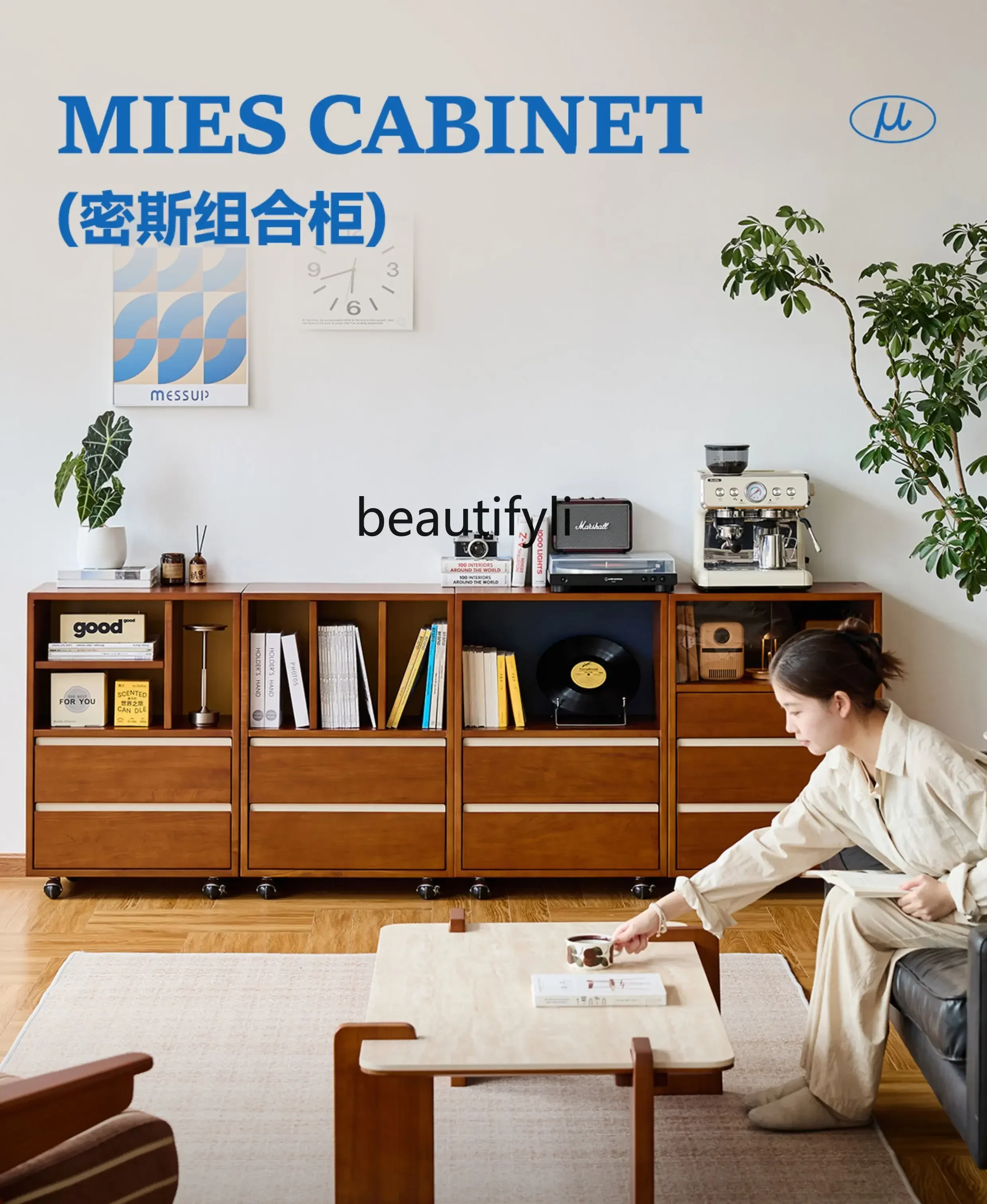 Q178 Solid wood combined cabinet removable antique side cabinet living room against the wall multi-functional storage drawer cab