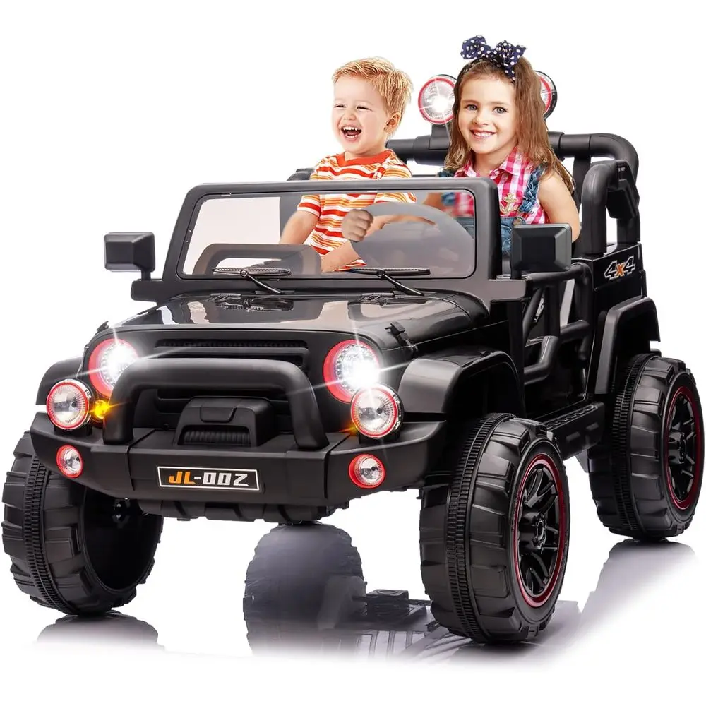 2-Seater Ride On Truck and Car Cover, 12V7AH Children's Electric Car W/Parental Remote Control, Music, LED Lights, Spring Suspen