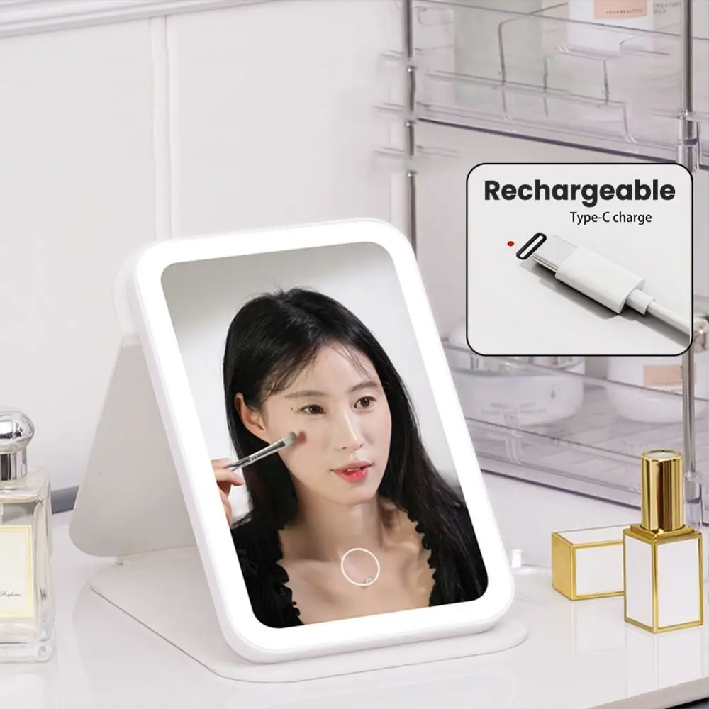 Intelligent Touch Makeup Mirror Charging Dimmable Desktop Cosmetic Mirror HD Clear Table Makeup Mirror Bathroom
