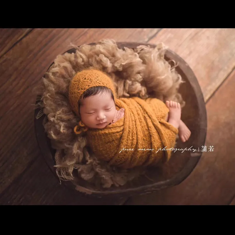 2025Accesorios de fotografía de envoltura elástica para recién nacidos, envoltura de punto de hilo de visón para accesorios de envoltura de bebé