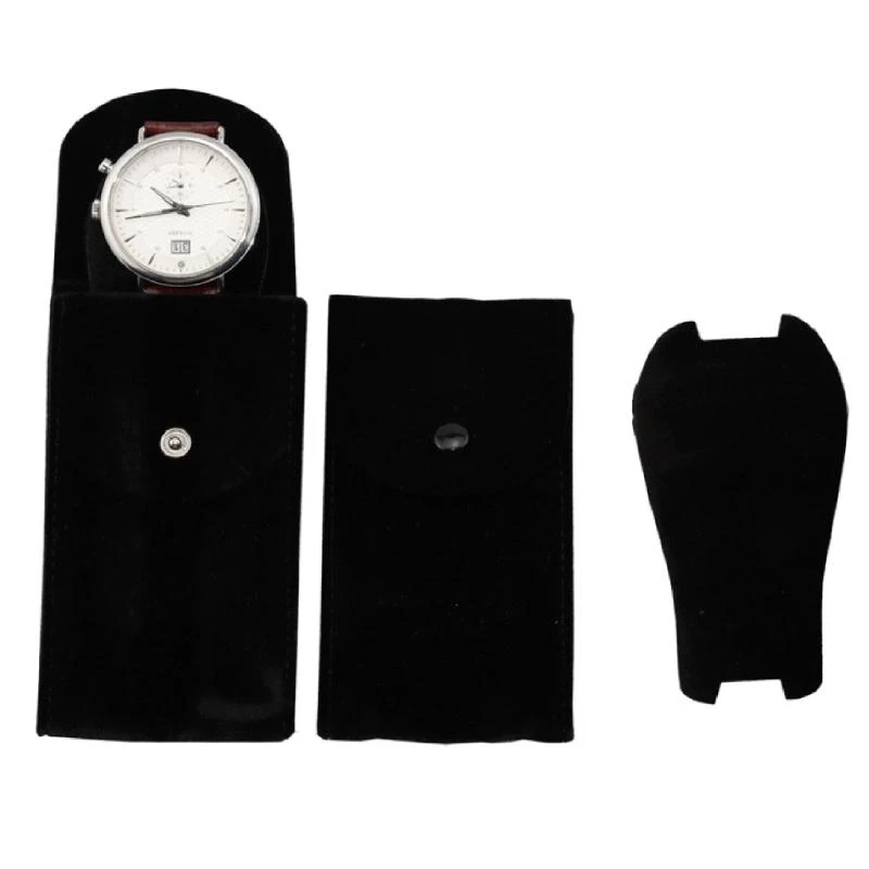 Velvets Watch Travel with Button Closure Secure Storage Pocket for Watches Practical Women Jewelry