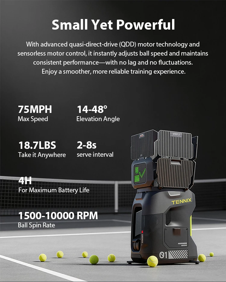 Portable Tennis Ball Machine 8KG Tennis Shooting Robot with Voice Control Smart Launcher for Training  Coach Court Practice