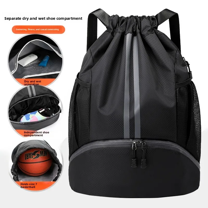

Waterproof Drawstring Basketball Bag Swimming Gear Backpack Youth Sports Training Duffel Bag Polyester Fiber Travel Pack