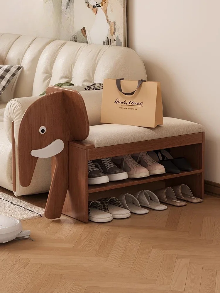 Elephant shoe changing stool All solid wood shoe stool at the door of the house