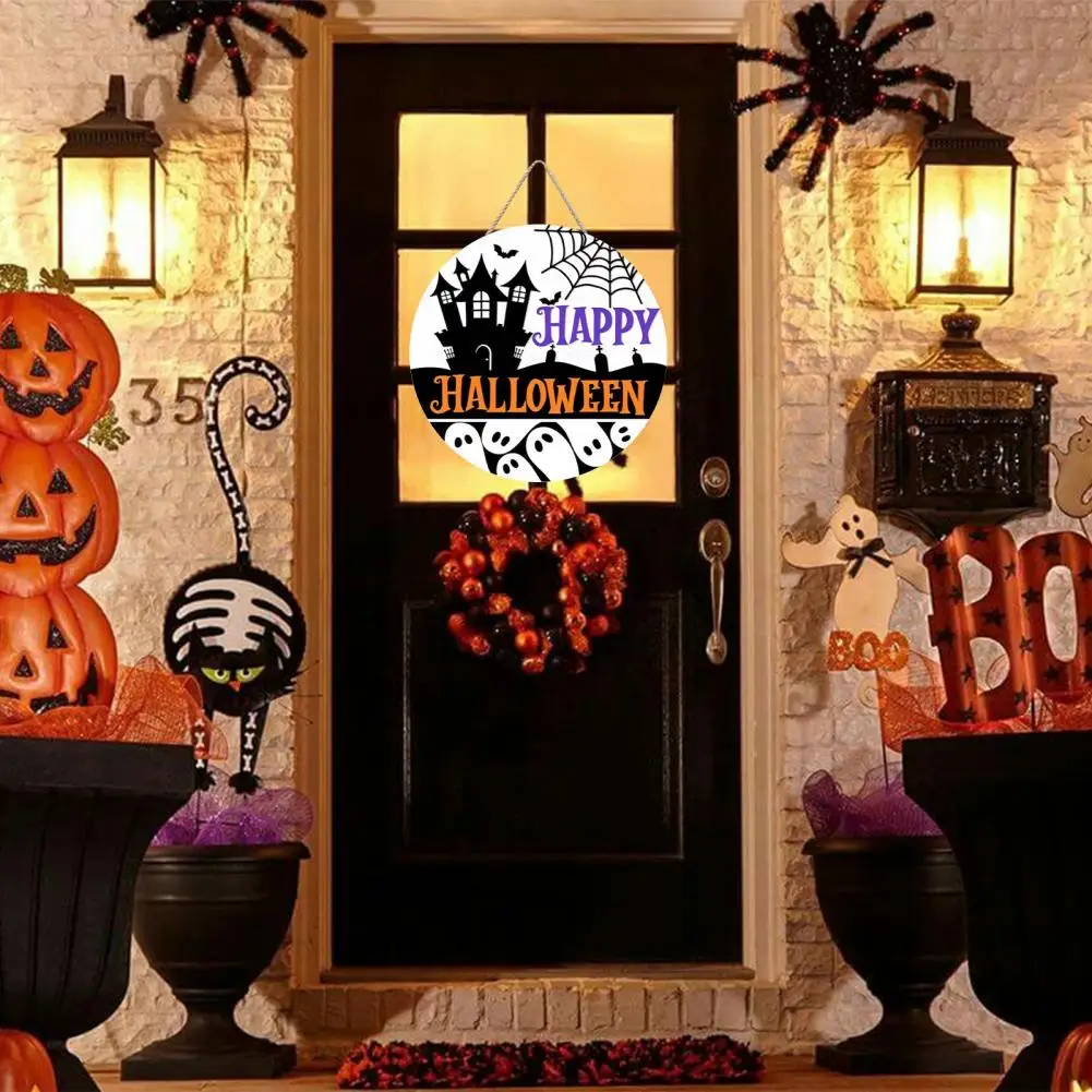 

Halloween Door Sign Halloween Party Decoration Spooky Halloween Decor Ghosts Witches Welcome with Indoor/outdoor Door for Home