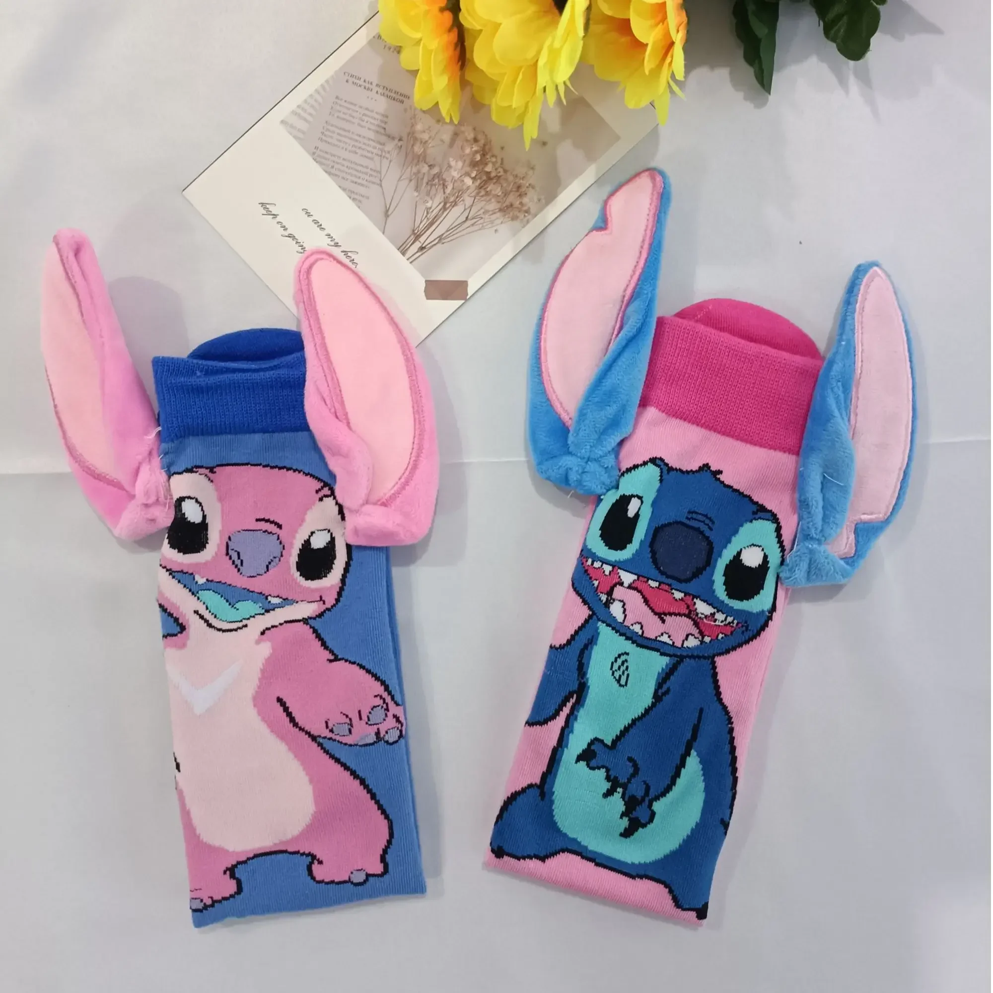 

Носки Disney Stitch Crew Kawaii из мягкого хлопка для взрослых и детей, повседневная одежда, подарок на Рождество и день рождения