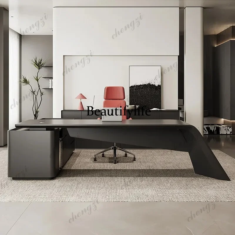 X188 220 240 260 280 300 320 340cm multi-functional baking paint Computer desk With side cabinet escritorio office furniture