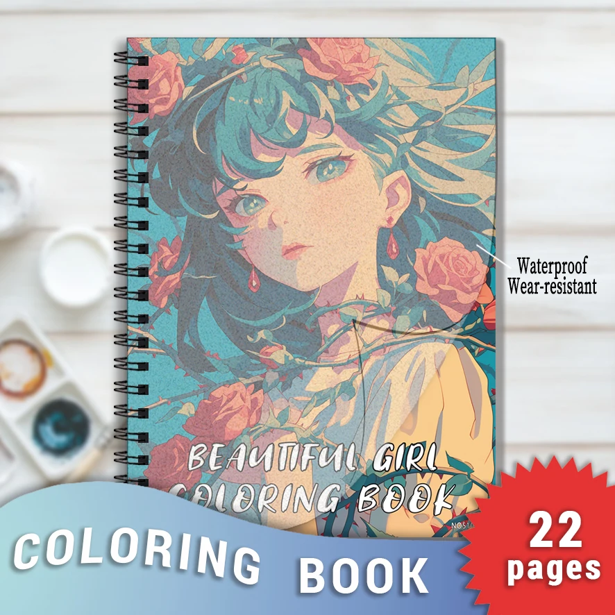 Beauty Coloring Book for Adults - 8.3 x 11.2 inches 22 pages character coloring book - helps relieve stress and emotions, positi