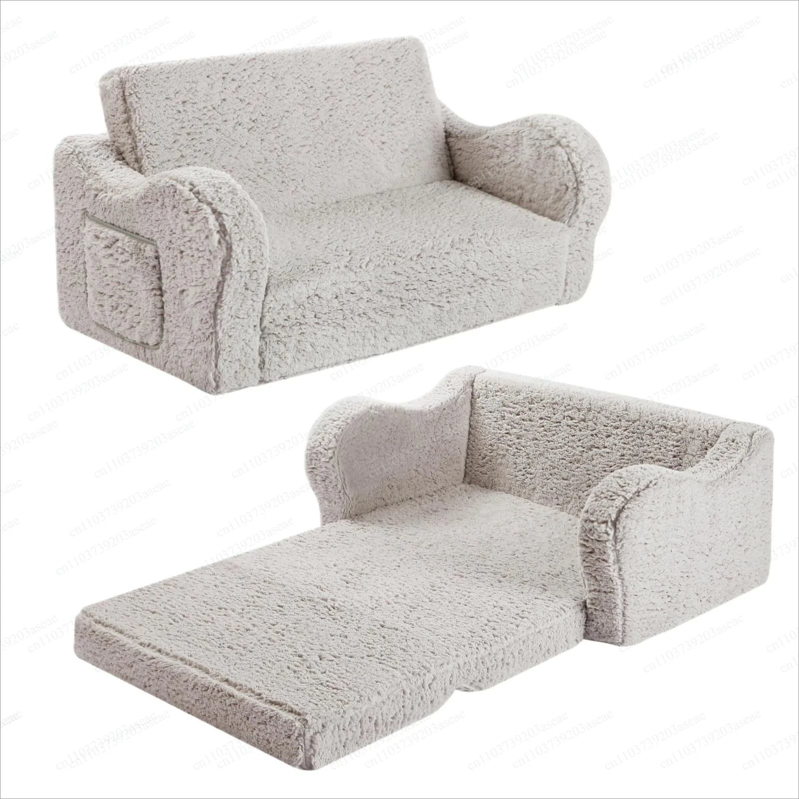 Sofa, teddy velvet, foldable reading area, reading corner, reclining or sleeping