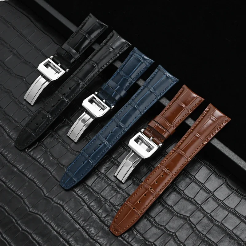 Quick Release Genuine Leather Strap for IWC Big Pilot Mark 18 Portuguese Men Folding Buckle Cowhide Watch Band 20mm 21mm 22mm