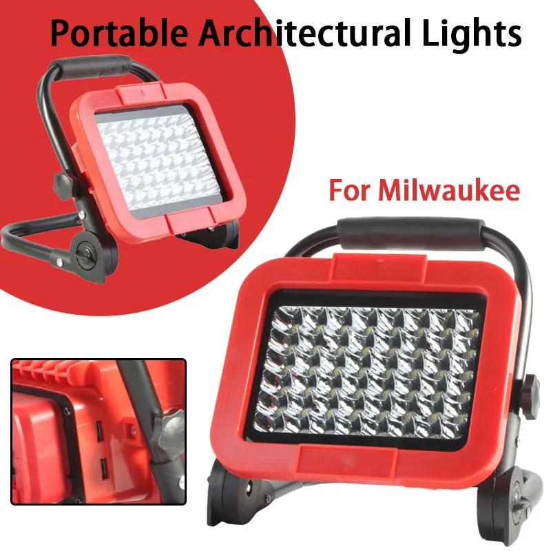 For Milwaukee18VLi-ion Battery 50W 10000LM Work Light Cordless Flood Lights Construction Light Flashlight for Camping Hiking Job