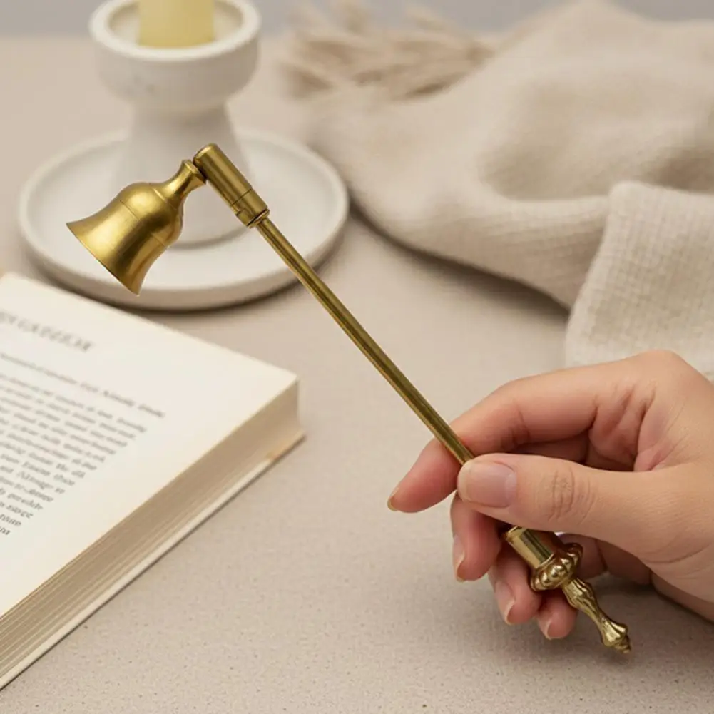 Durable Candle Snuffer Bell-shaped Candle Flame Cover Candle Extinguishing Cover with Long Handle Bell-shaped Aluminum for Safe