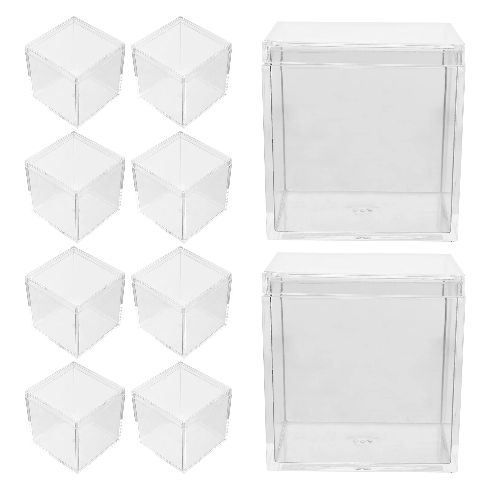 

10 Pcs Transparent Plastic Box Mineral Specimen Display Boxes Case Candy Container Acrylic Square Sample