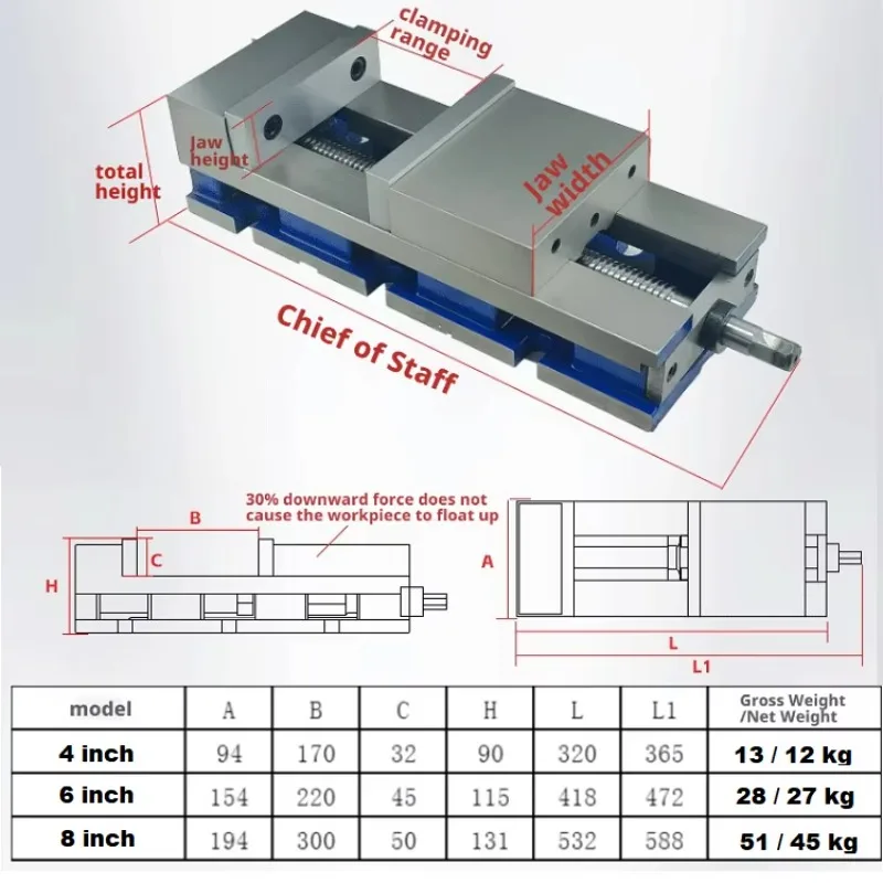 High Precision Manual Bench Vise 4/6/8 inch Flat Extended Opening Heavy Vise for Lathe numerical control milling machine