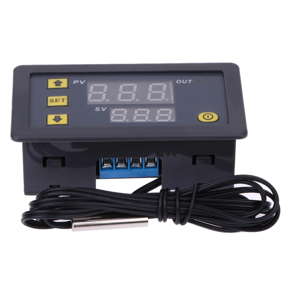 

Digital Temperature Controller 24V Store Home Thermostat Black Waterproof Sensor High Power Relay Control Circuit Display Screen