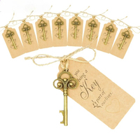 8cm Large 50Pcs/Set Skeleton Key Bottle Opener With Tag Card Twine Suitable For Wedding Gift, Baby Shower Party Gifts
