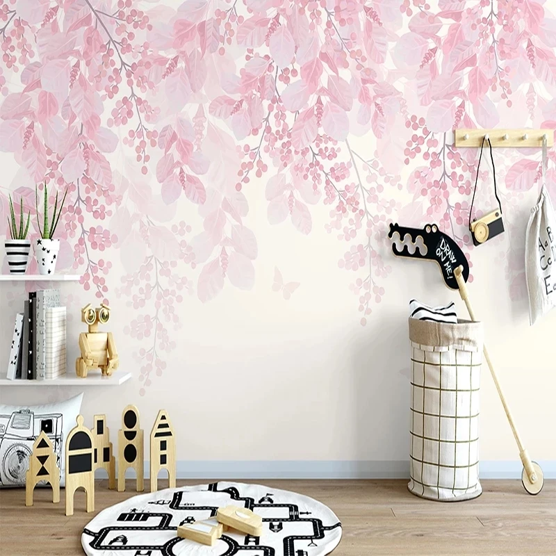 Custom 3D Wallpaper Mural Romantic Pink Cherry Blossom Flower Vine Bedroom Modern Living room sofa TV background wall restaurant