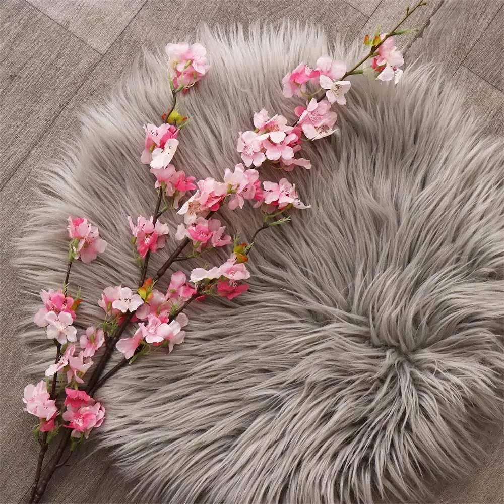 Colorful Flower Arrangement Cherry Blossom Branch Floral Art Handmade Artificial Cherry Blossom Flexible 4-pronged Living Room