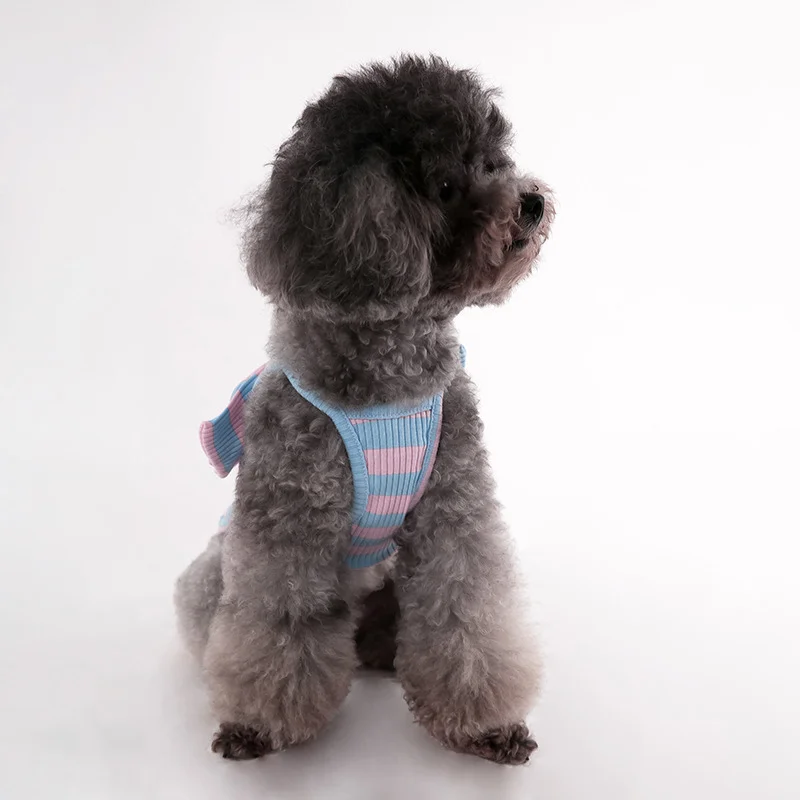 Pet dog clothing - Sweet bow elastic short T-shirt for Teddy bear, Schnauzer, Pomeranian, small medium-sized dog. view 5