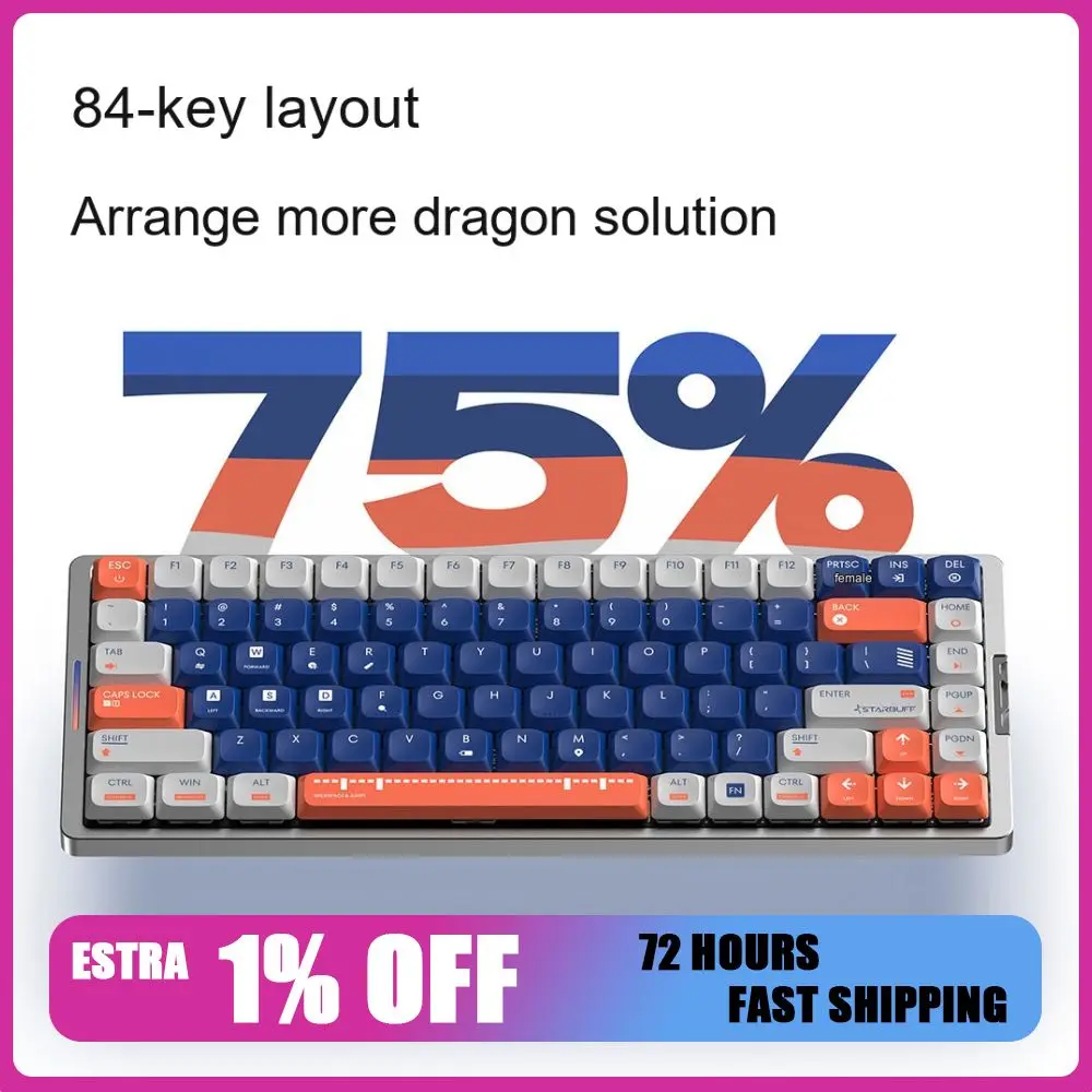 PANDAER STARBUFF Mechanical Keyboard 3Mode Wireless 84-Key Ultra-Light CNC Aluminum Alloy RGB Low-profile Keyboard Gaming Office