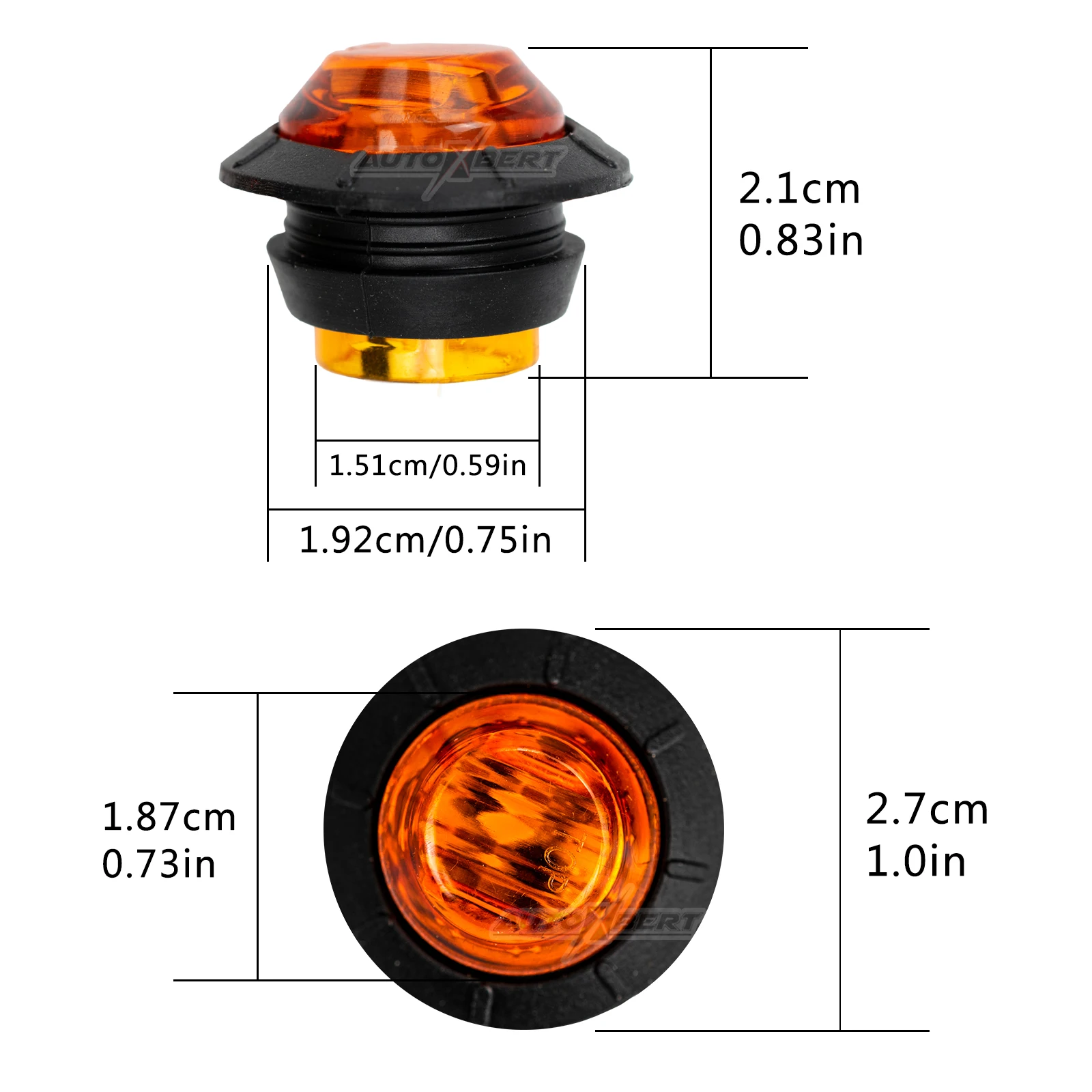 10Pcs 12V 24V Side Mini Round 3/4\