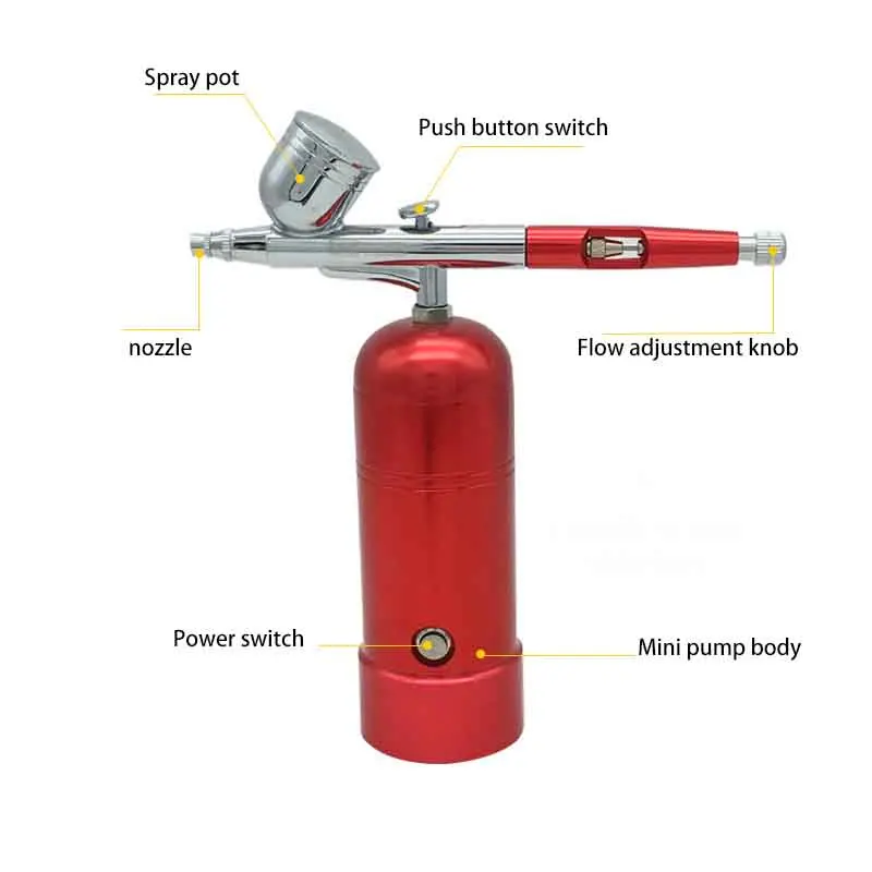 ชุดเครื่องพ่นสีขนาดเล็กพกพาสะดวก สวยงาม พร้อมปั๊มพ่นสีขนาดเล็ก ชุดอุปกรณ์คอมเพรสเซอร์สำหรับตกแต่งเล็บ ออกแบบลายสัก งานฝีมือ และตกแต่งเค้ก