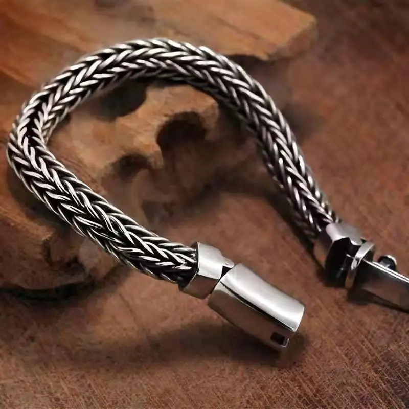 The New National Tide Hand-woven Bracelet Retro Domineering Thick Men\'s Personality Keel Fashion Bracelets Accessories